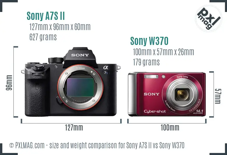 Sony A7S II vs Sony W370 size comparison