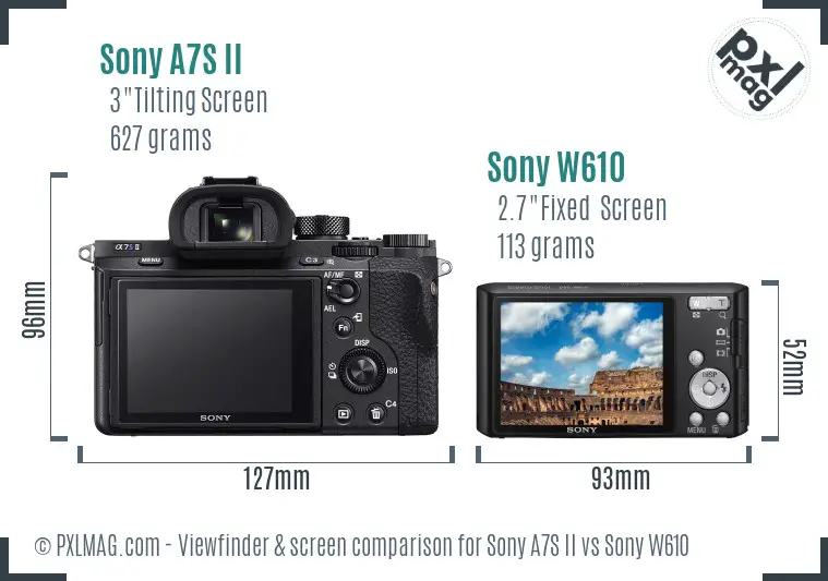 Sony A7S II vs Sony W610 Screen and Viewfinder comparison