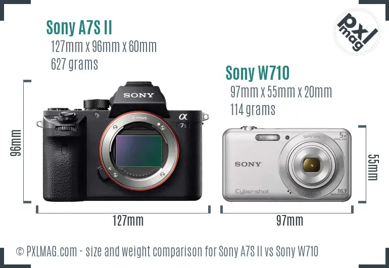 Sony A7S II vs Sony W710 size comparison