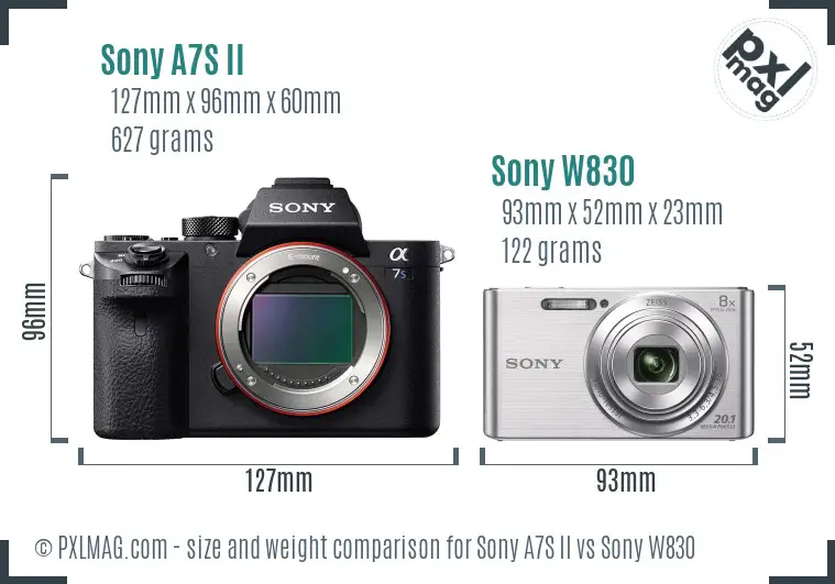 Sony A7S II vs Sony W830 size comparison