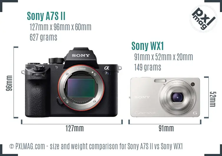 Sony A7S II vs Sony WX1 size comparison