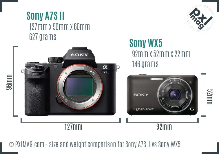 Sony A7S II vs Sony WX5 size comparison