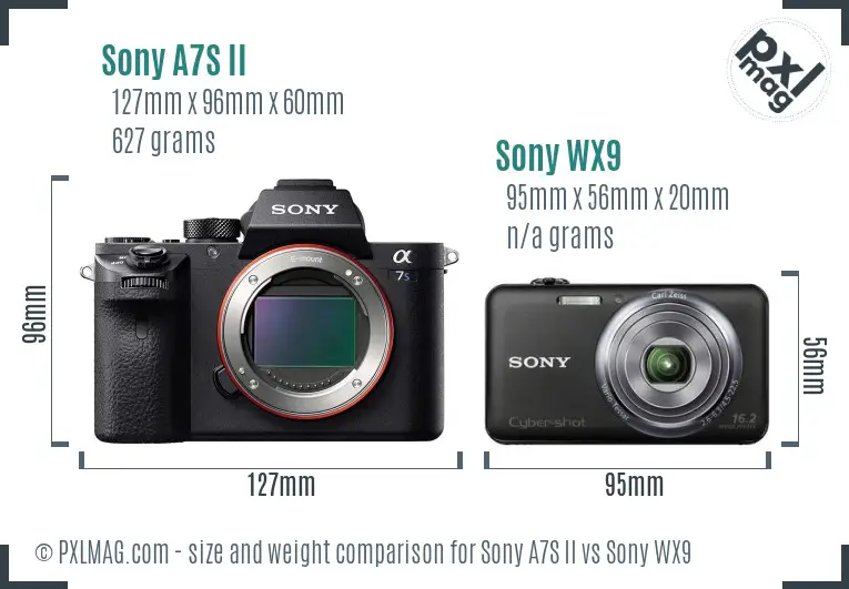 Sony A7S II vs Sony WX9 size comparison