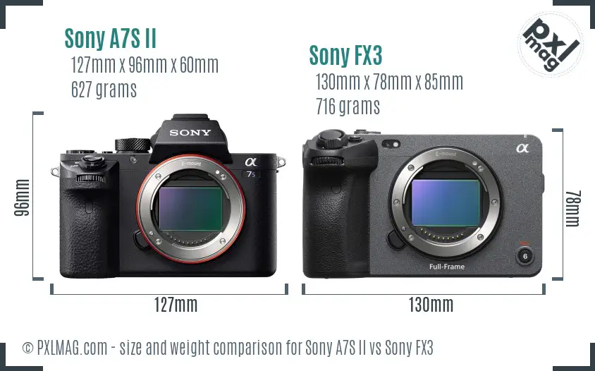 Sony A7S II vs Sony FX3 size comparison