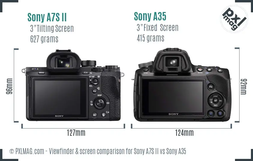 Sony A7S II vs Sony A35 Screen and Viewfinder comparison