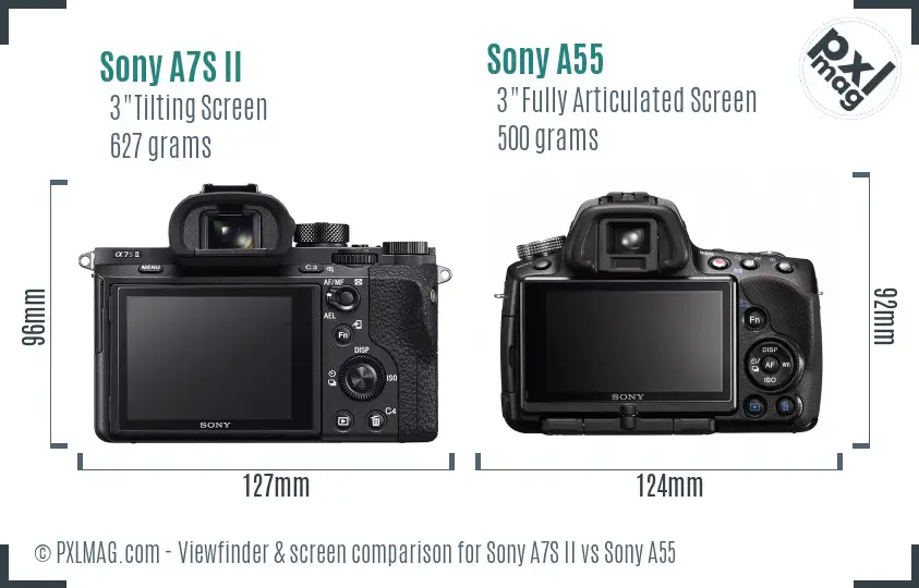 Sony A7S II vs Sony A55 Screen and Viewfinder comparison