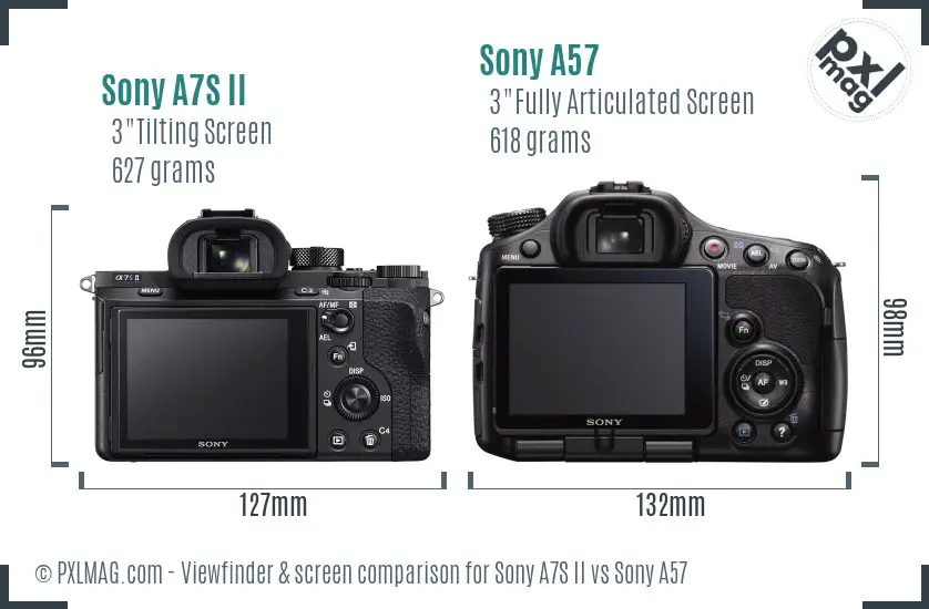 Sony A7S II vs Sony A57 Screen and Viewfinder comparison