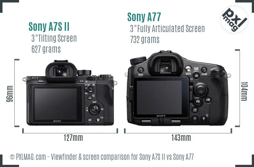 Sony A7S II vs Sony A77 Screen and Viewfinder comparison