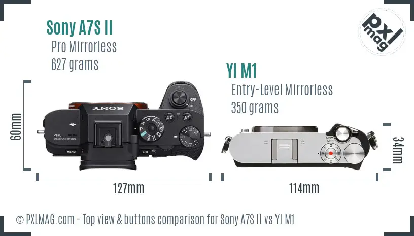 Sony A7S II vs YI M1 top view buttons comparison