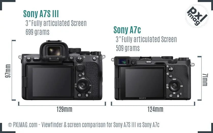 Sony A7S III vs Sony A7c Screen and Viewfinder comparison