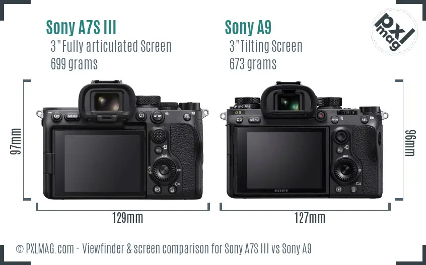 Sony A7S III vs Sony A9 Screen and Viewfinder comparison
