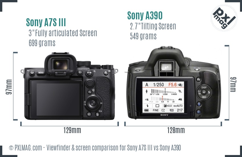 Sony A7S III vs Sony A390 Screen and Viewfinder comparison