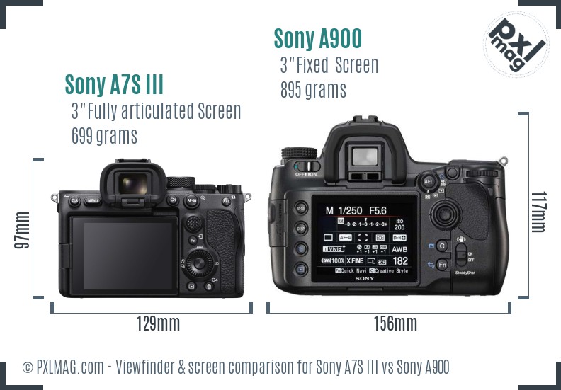 Sony A7S III vs Sony A900 Screen and Viewfinder comparison