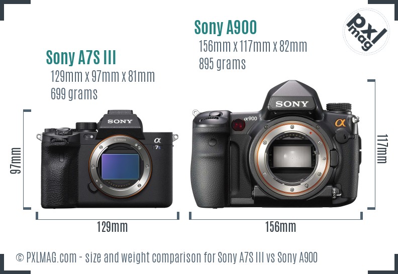 Sony A7S III vs Sony A900 size comparison