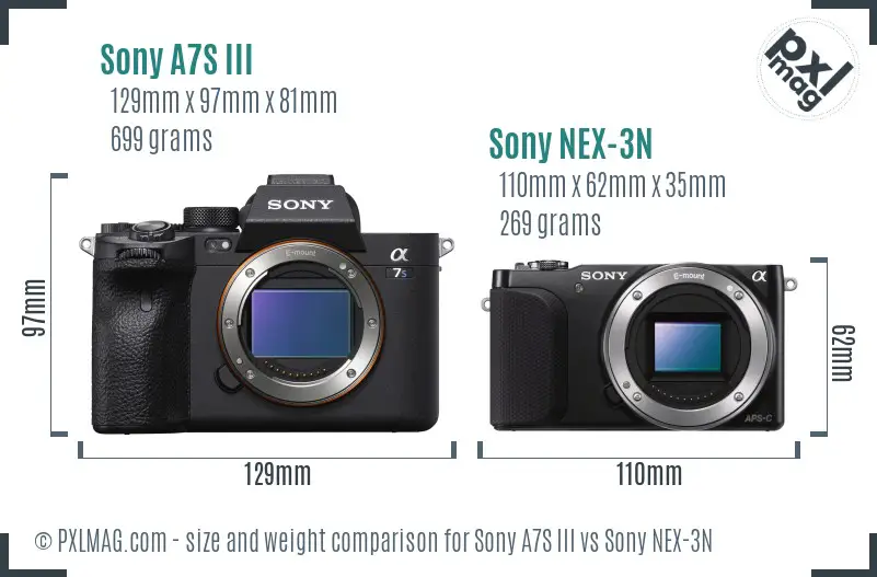 Sony A7S III vs Sony NEX-3N size comparison