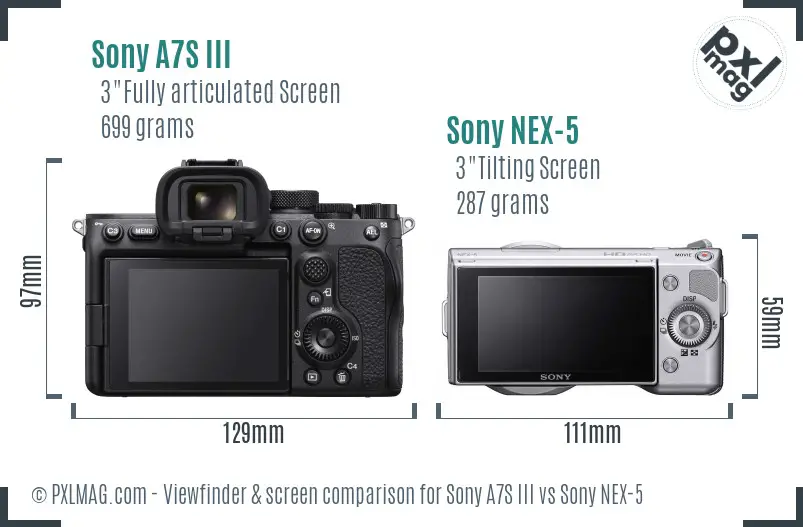 Sony A7S III vs Sony NEX-5 Screen and Viewfinder comparison
