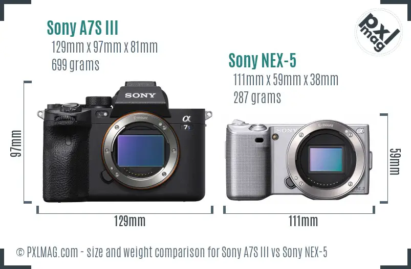 Sony A7S III vs Sony NEX-5 size comparison