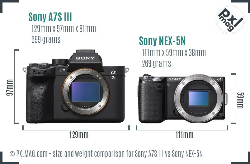 Sony A7S III vs Sony NEX-5N size comparison