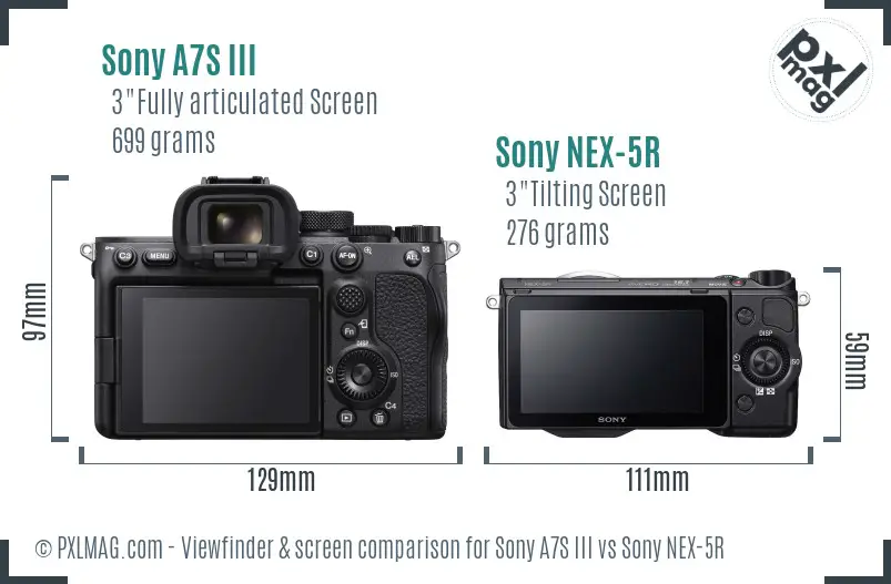 Sony A7S III vs Sony NEX-5R Screen and Viewfinder comparison