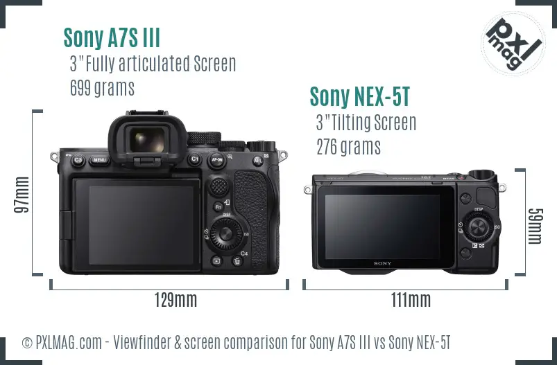 Sony A7S III vs Sony NEX-5T Screen and Viewfinder comparison Sony A7S III vs Sony NEX-5T Screen and Viewfinder comparison