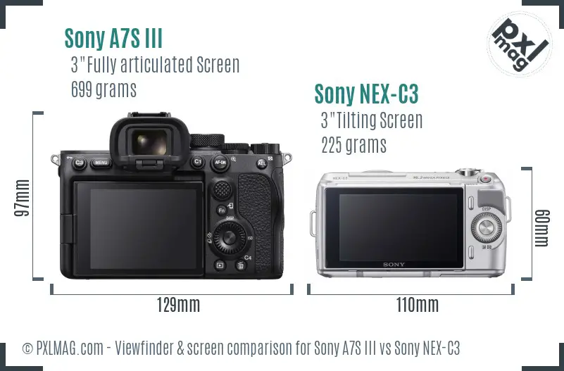 Sony A7S III vs Sony NEX-C3 Screen and Viewfinder comparison