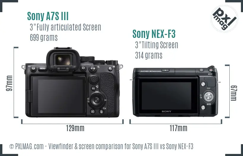 Sony A7S III vs Sony NEX-F3 Screen and Viewfinder comparison