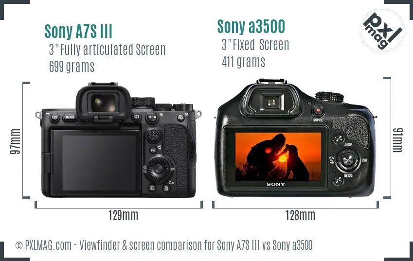 Sony A7S III vs Sony a3500 Screen and Viewfinder comparison
