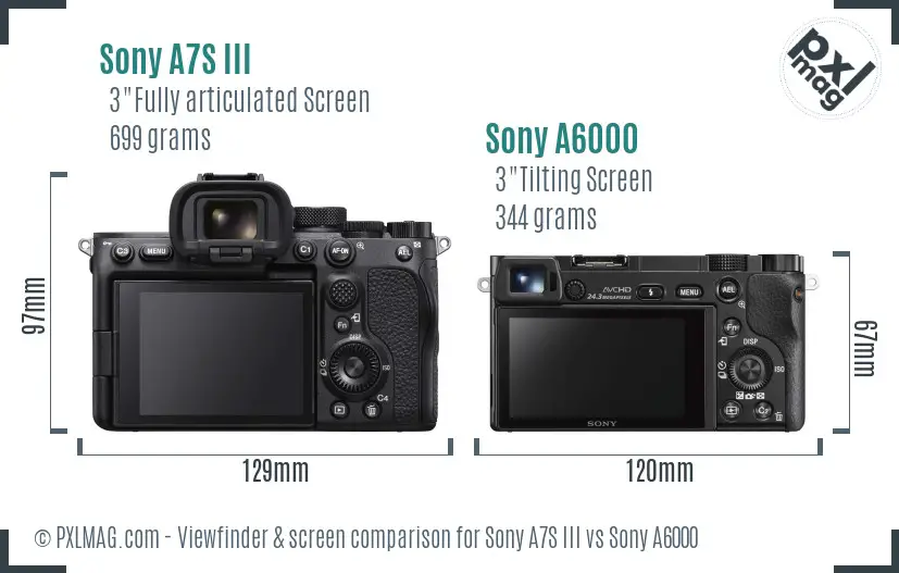 Sony A7S III vs Sony A6000 Screen and Viewfinder comparison