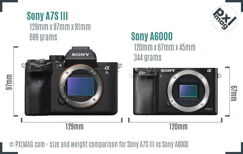 Sony A7S III vs Sony A6000 size comparison