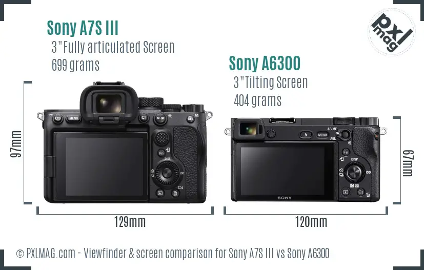 Sony A7S III vs Sony A6300 Screen and Viewfinder comparison
