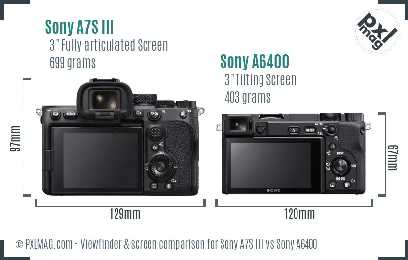 Sony A7S III vs Sony A6400 Screen and Viewfinder comparison