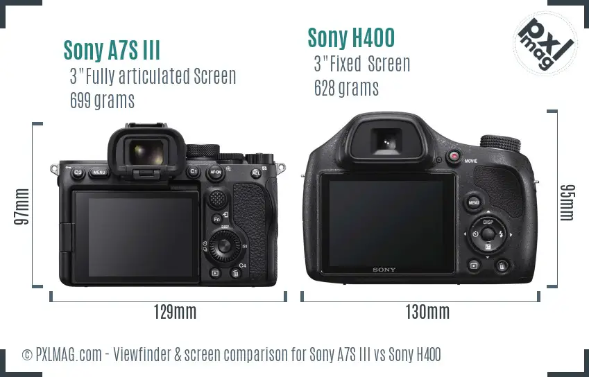Sony A7S III vs Sony H400 Screen and Viewfinder comparison