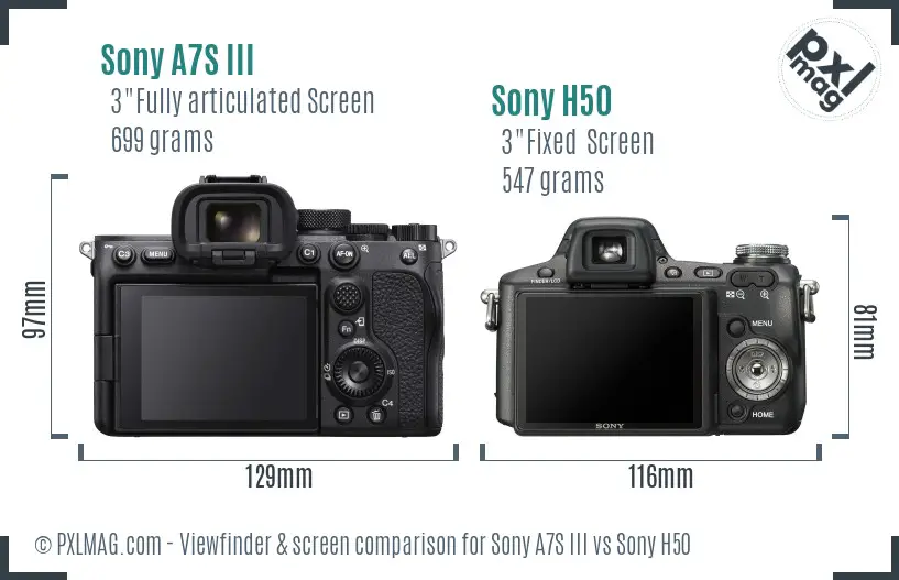 Sony A7S III vs Sony H50 Screen and Viewfinder comparison