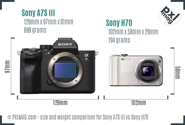 Sony A7S III vs Sony H70 size comparison