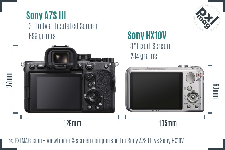 Sony A7S III vs Sony HX10V Screen and Viewfinder comparison