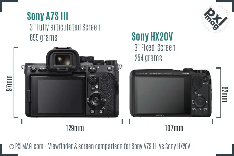 Sony A7S III vs Sony HX20V Screen and Viewfinder comparison