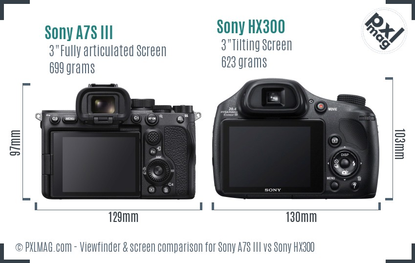 Sony A7S III vs Sony HX300 Screen and Viewfinder comparison