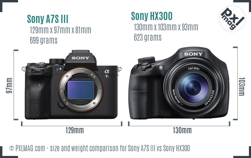 Sony A7S III vs Sony HX300 size comparison Sony A7S III vs Sony HX300 size comparison