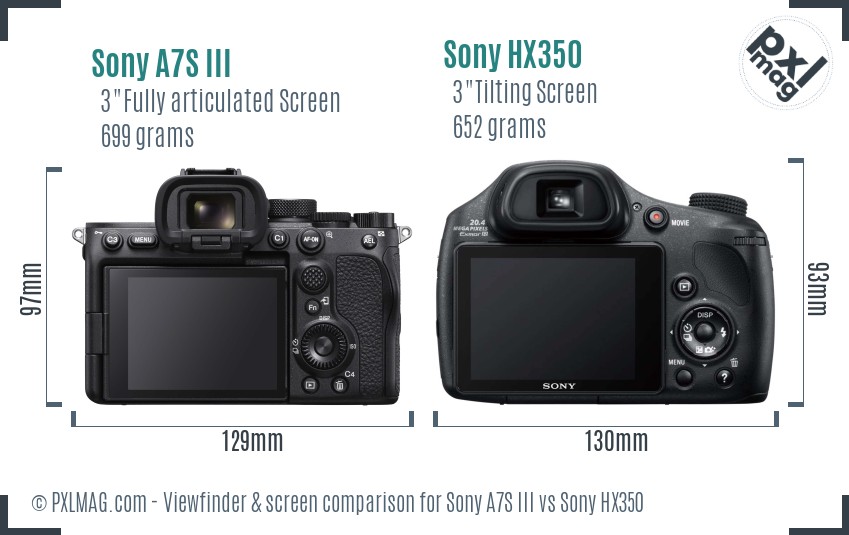 Sony A7S III vs Sony HX350 Screen and Viewfinder comparison