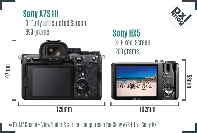 Sony A7S III vs Sony HX5 Screen and Viewfinder comparison