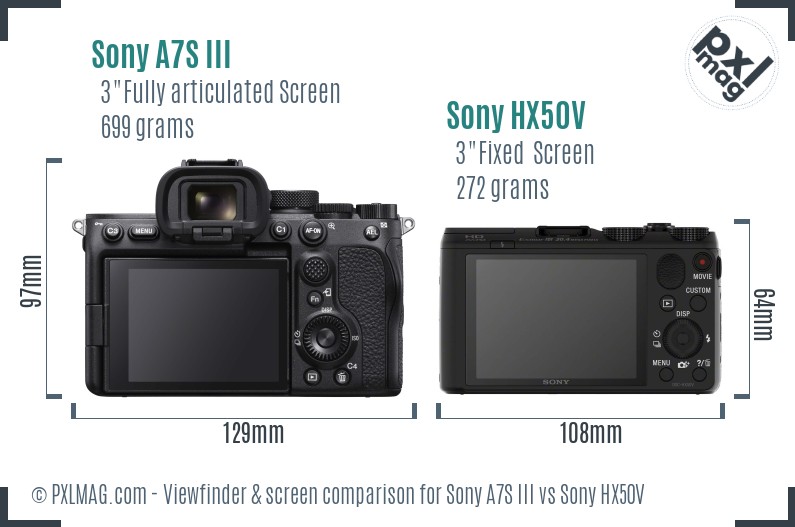 Sony A7S III vs Sony HX50V Screen and Viewfinder comparison