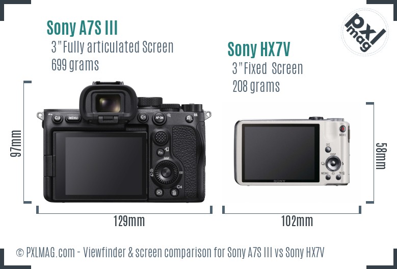 Sony A7S III vs Sony HX7V Screen and Viewfinder comparison