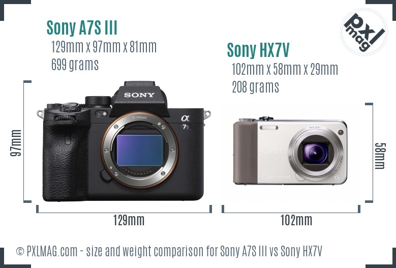 Sony A7S III vs Sony HX7V size comparison Sony A7S III vs Sony HX7V size comparison