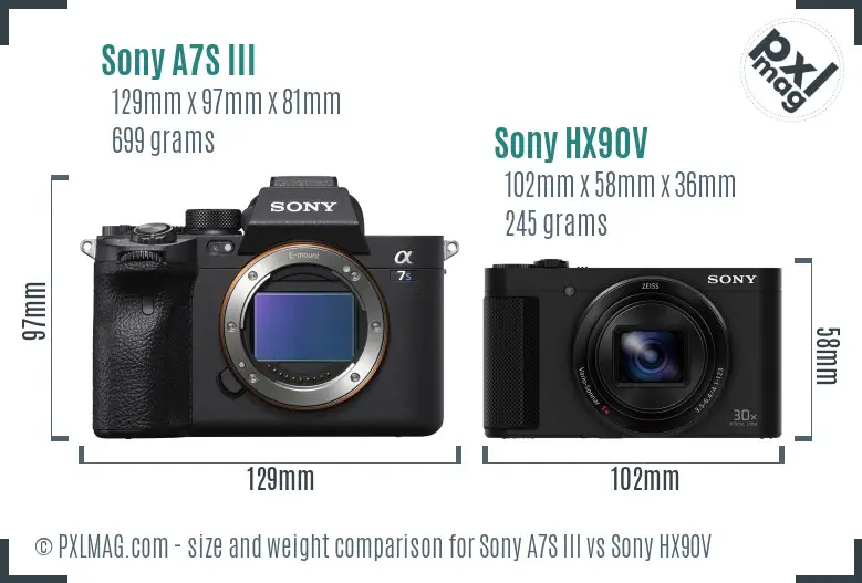 Sony A7S III vs Sony HX90V size comparison Sony A7S III vs Sony HX90V size comparison