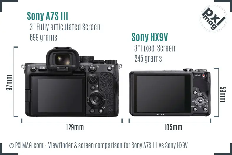 Sony A7S III vs Sony HX9V Screen and Viewfinder comparison