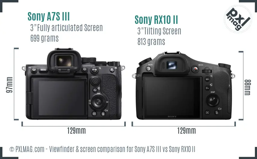 Sony A7S III vs Sony RX10 II Screen and Viewfinder comparison