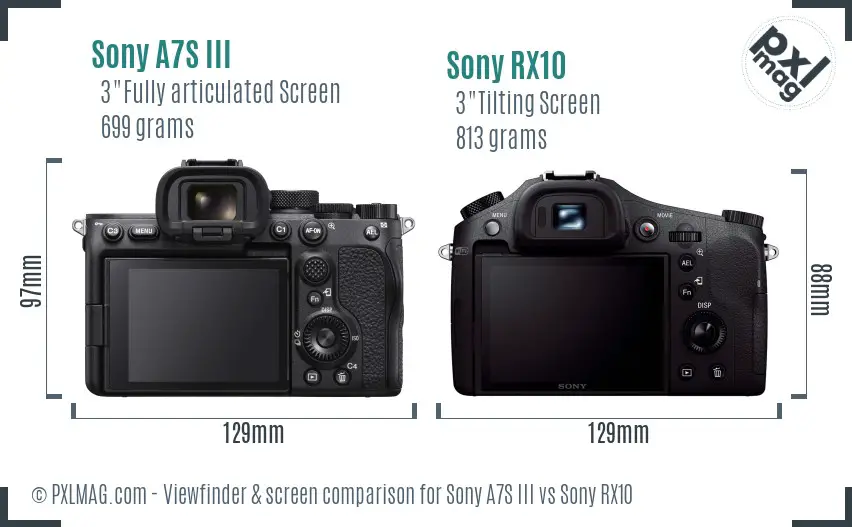 Sony A7S III vs Sony RX10 Screen and Viewfinder comparison