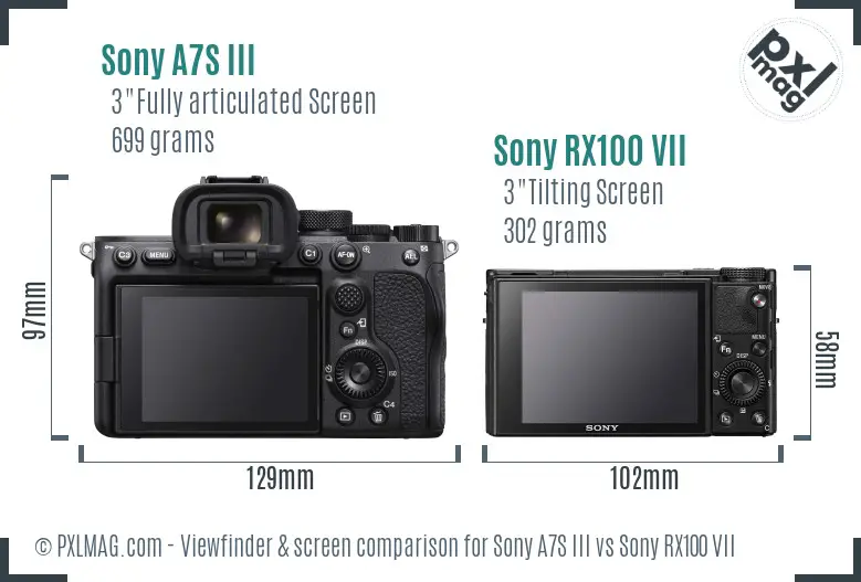Sony A7S III vs Sony RX100 VII Screen and Viewfinder comparison