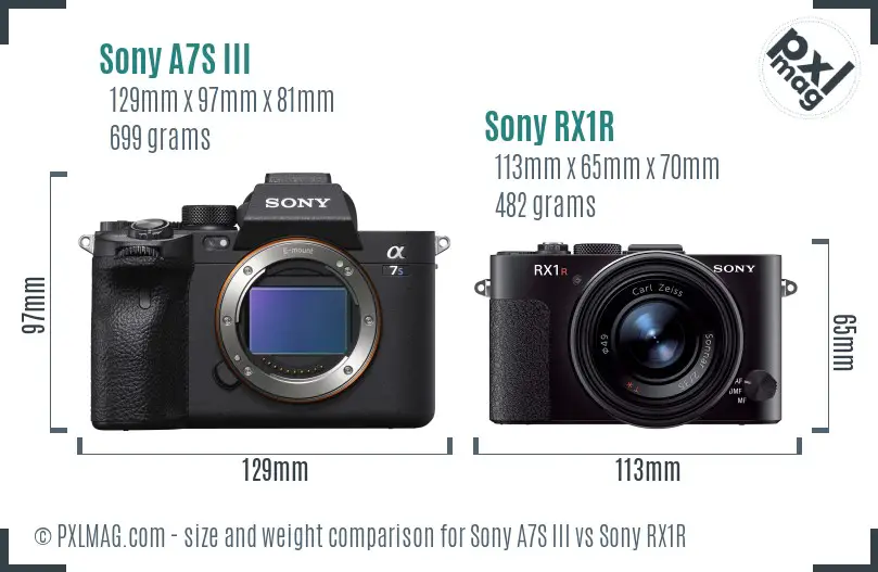 Sony A7S III vs Sony RX1R size comparison