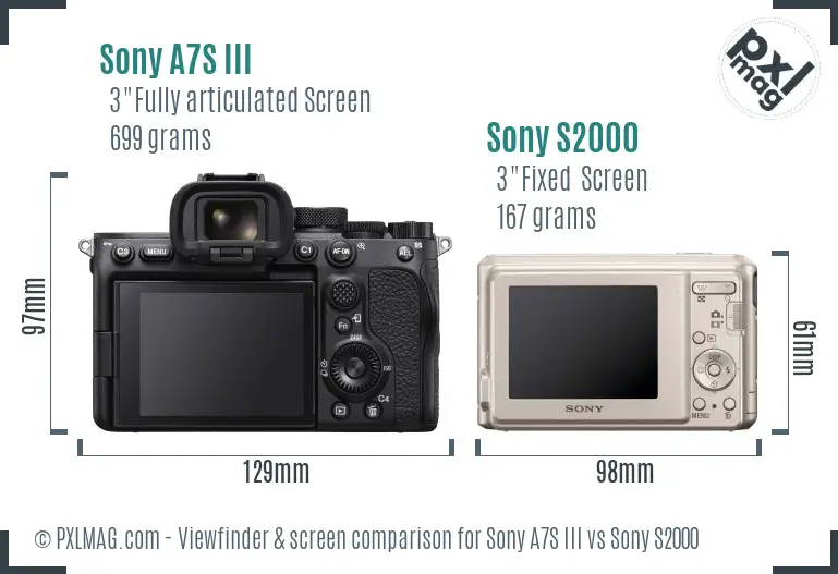 Sony A7S III vs Sony S2000 Screen and Viewfinder comparison